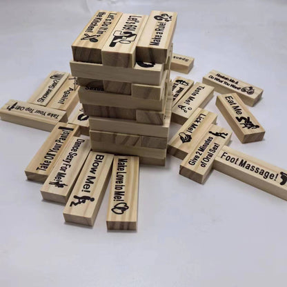 9G Couples Intimacy Jenga Game - Valentine’s Tumbling Tower Stacking Blocks for Fun & Interactive Game Nights