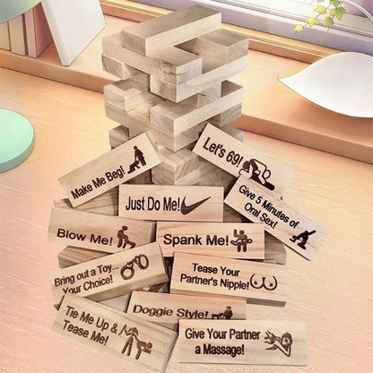 9G Couples Intimacy Jenga Game - Valentine’s Tumbling Tower Stacking Blocks for Fun & Interactive Game Nights