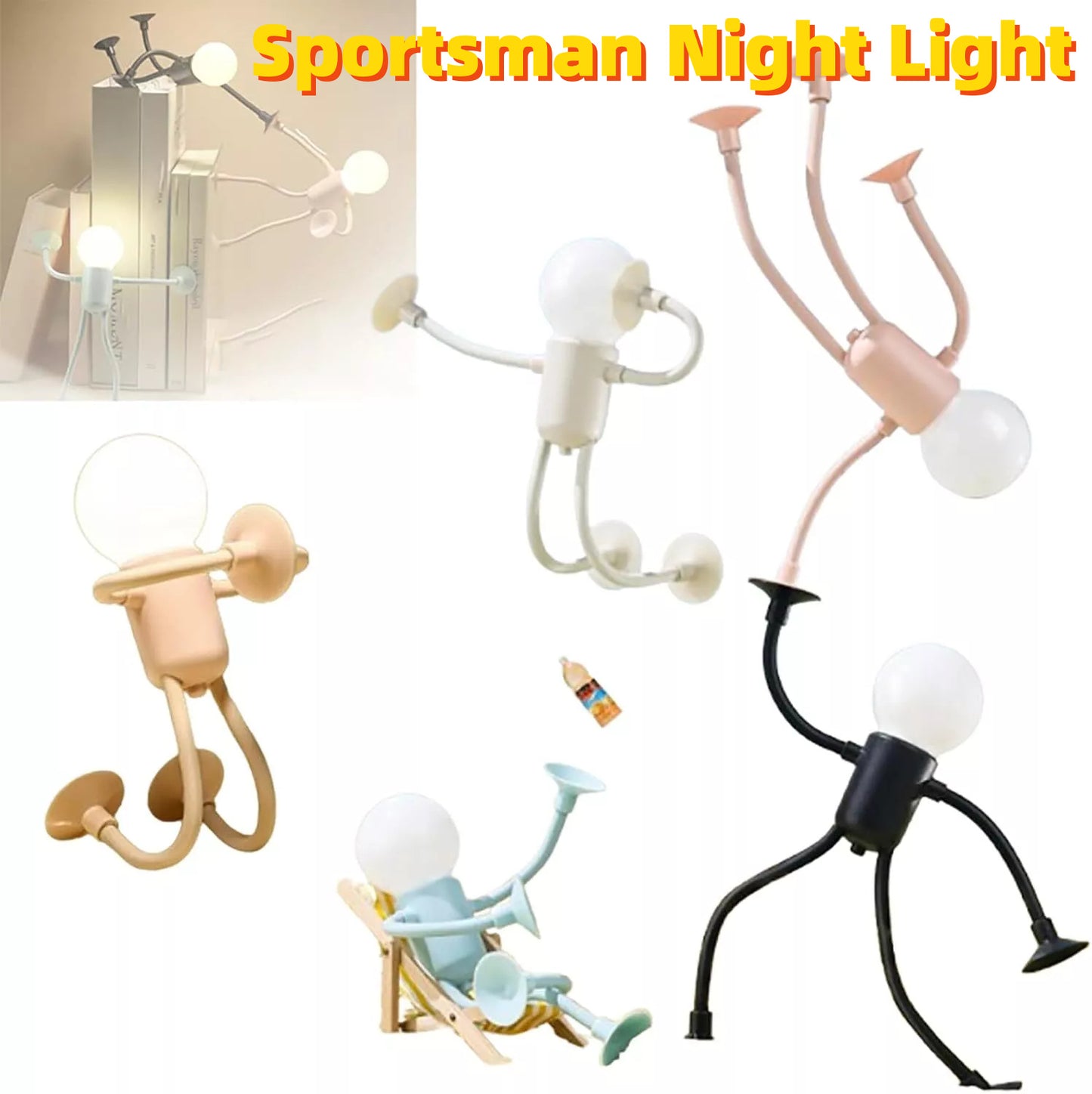 9G Funny Sportsman Night Light – Creative Shape-Changing Desk Lamp with Suction Base