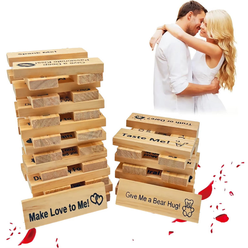 9G Couples Intimacy Jenga Game - Valentine’s Tumbling Tower Stacking Blocks for Fun & Interactive Game Nights